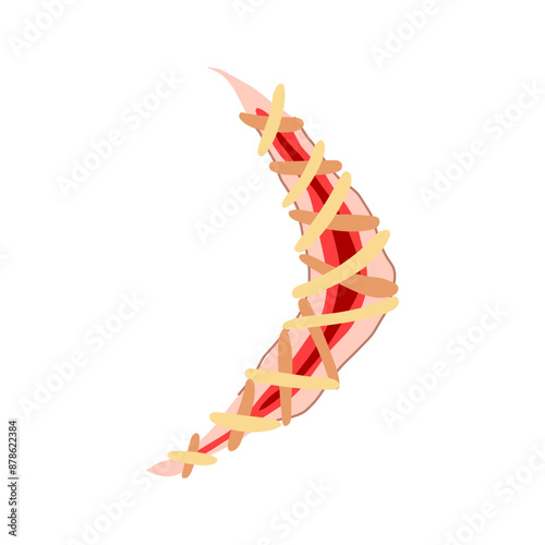 stitch suture cartoon. doctor cut, medical incision, room care stitch suture sign. isolated symbol vector illustration