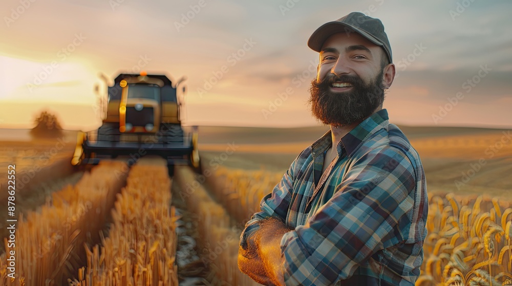 Happy Farmer Standing in a Wheat Field Happy Farmer Standing in a Wheat Field