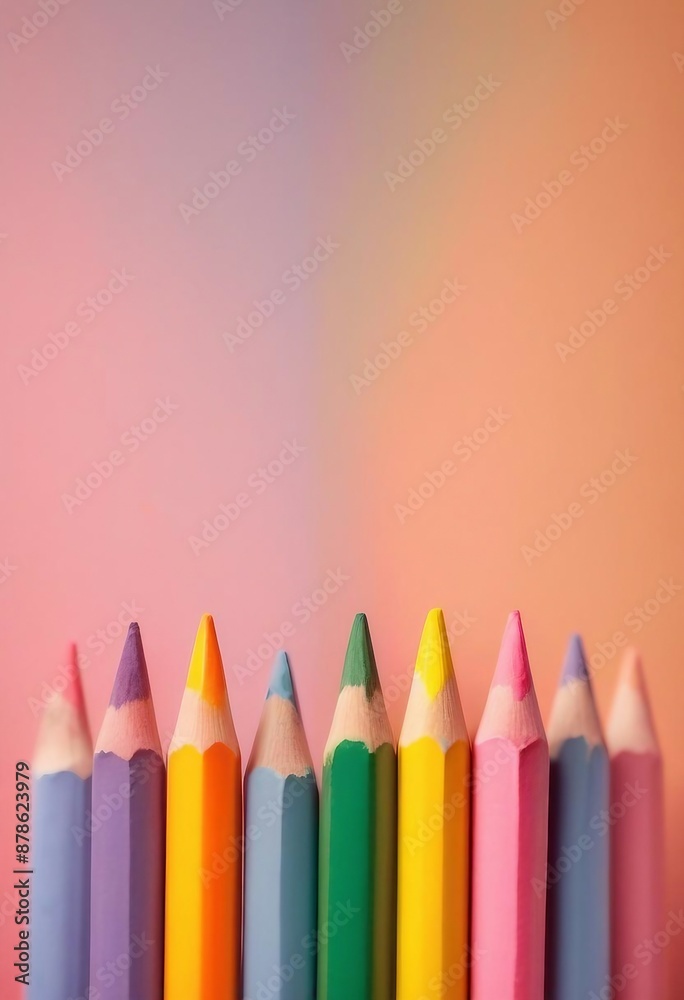 colored crayons lined up side by side, ad shot colored crayons lined up side by side, ad shot