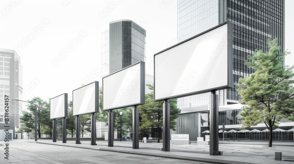 Blank Billboards in City Setting. Blank Billboards in City Setting.