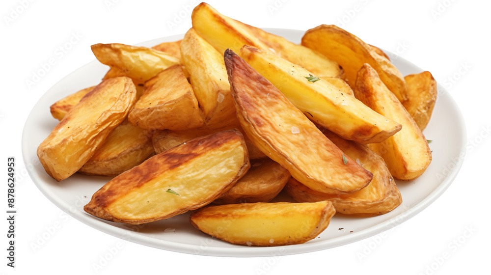Delicious fried potato wedges, isolated on transparent background. Delicious fried potato wedges, isolated on transparent background.