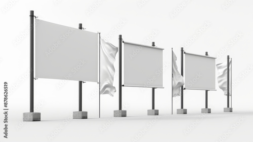 Fototapeta premium Blank Banner Mockup on White Background.