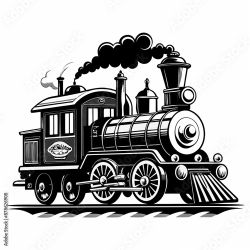 steam locomotive in the morning vector