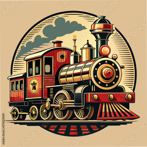 steam illustration train locomotive vector