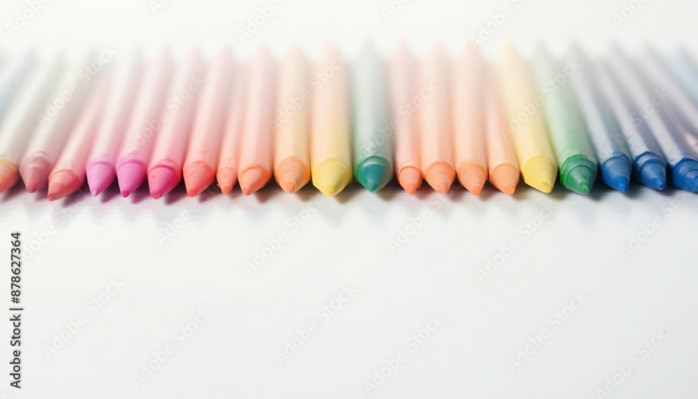 colored crayons lined up side by side, ad shot colored crayons lined up side by side, ad shot