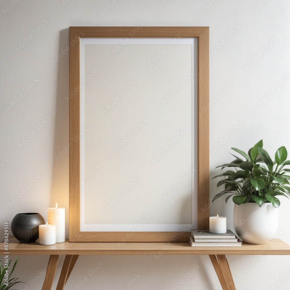 Pastel photo frame in minimalist home design interior, showcasing wooden textures and modern bohemian style, with empty space for creative decorative placement - realistic 3d render Pastel photo frame in minimalist home design interior, showcasing wooden textures and modern bohemian style, with empty space for creative decorative placement - realistic 3d render