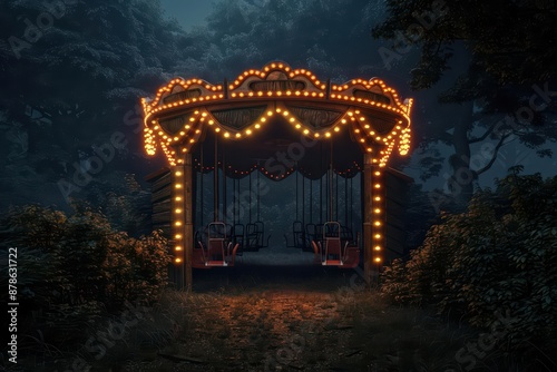 A bizarre carnival appears in the middle of a mystical forest