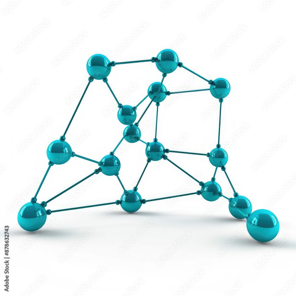 generated illustration of cyan molecule structure isolated white generated illustration of cyan molecule structure isolated white