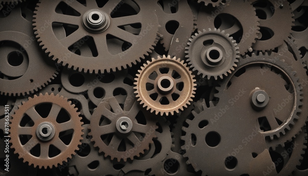 Aged toothed gears, isolated on white background Aged toothed gears, isolated on white background