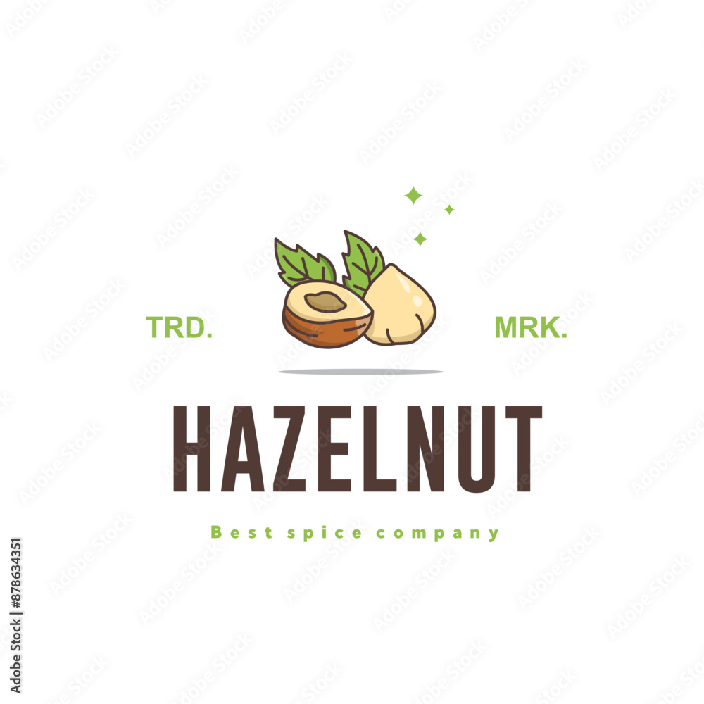 illustration of the hazelnut spice logo icon, kitchen spice for the cooking industry