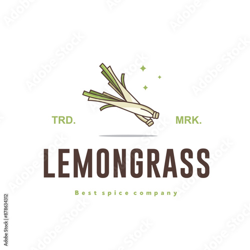illustration of the lemongrass spice logo icon, kitchen spice for the cooking industry