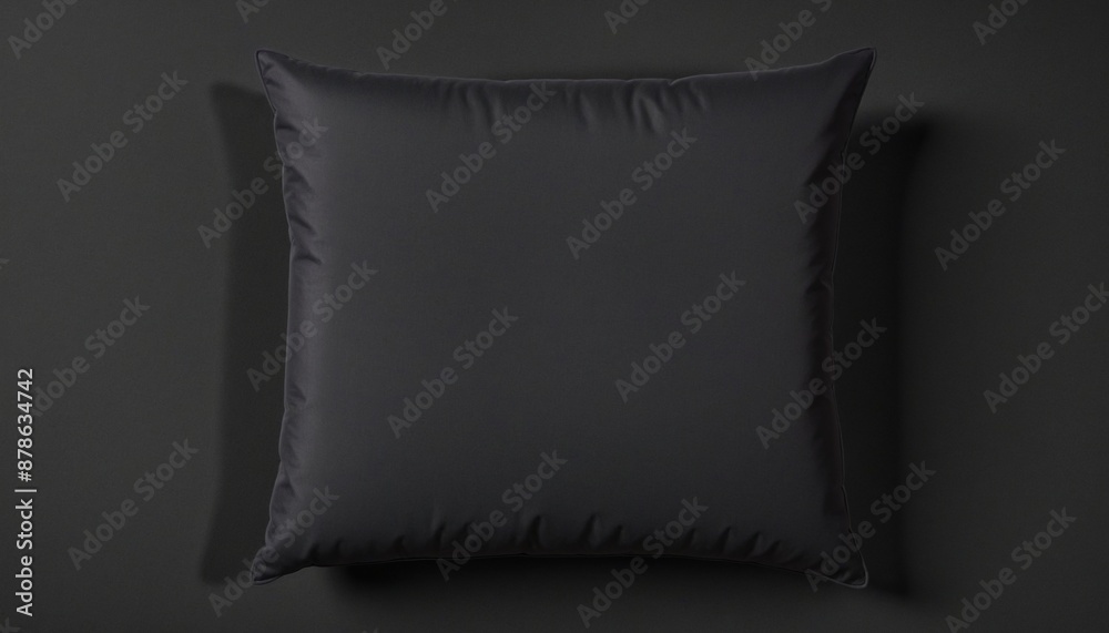 Modern Black Pillow with Detailed Cut-Out Design on Textured Fabric Background Modern Black Pillow with Detailed Cut-Out Design on Textured Fabric Background