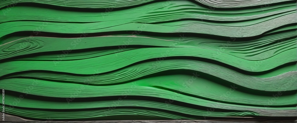 Abstract rustic hardwood design - Closeup of detailed waving wood panel texture with a green organic backdrop Abstract rustic hardwood design - Closeup of detailed waving wood panel texture with a green organic backdrop