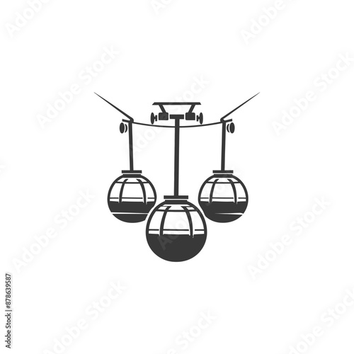 minimalist logo or symbol aerial tramway black color only