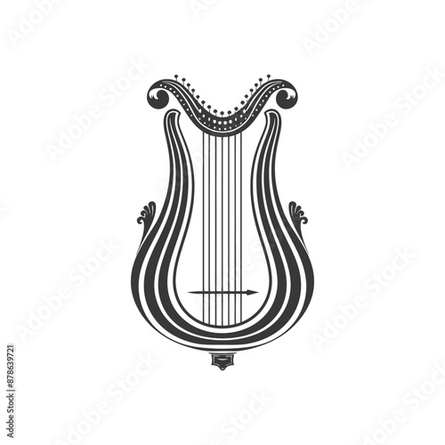 minimalist logo or symbol ancient lyre black color only