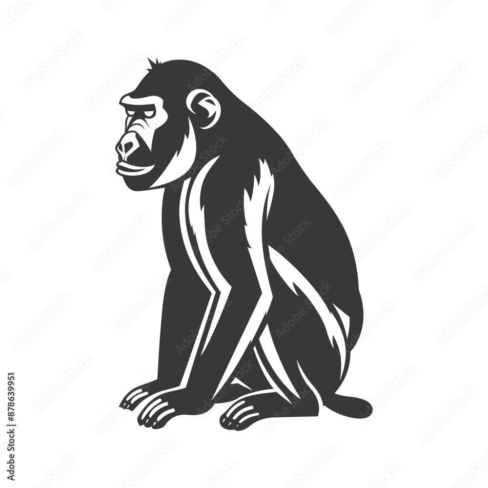 Fototapeta premium minimalist logo or symbol baboon animal black color only