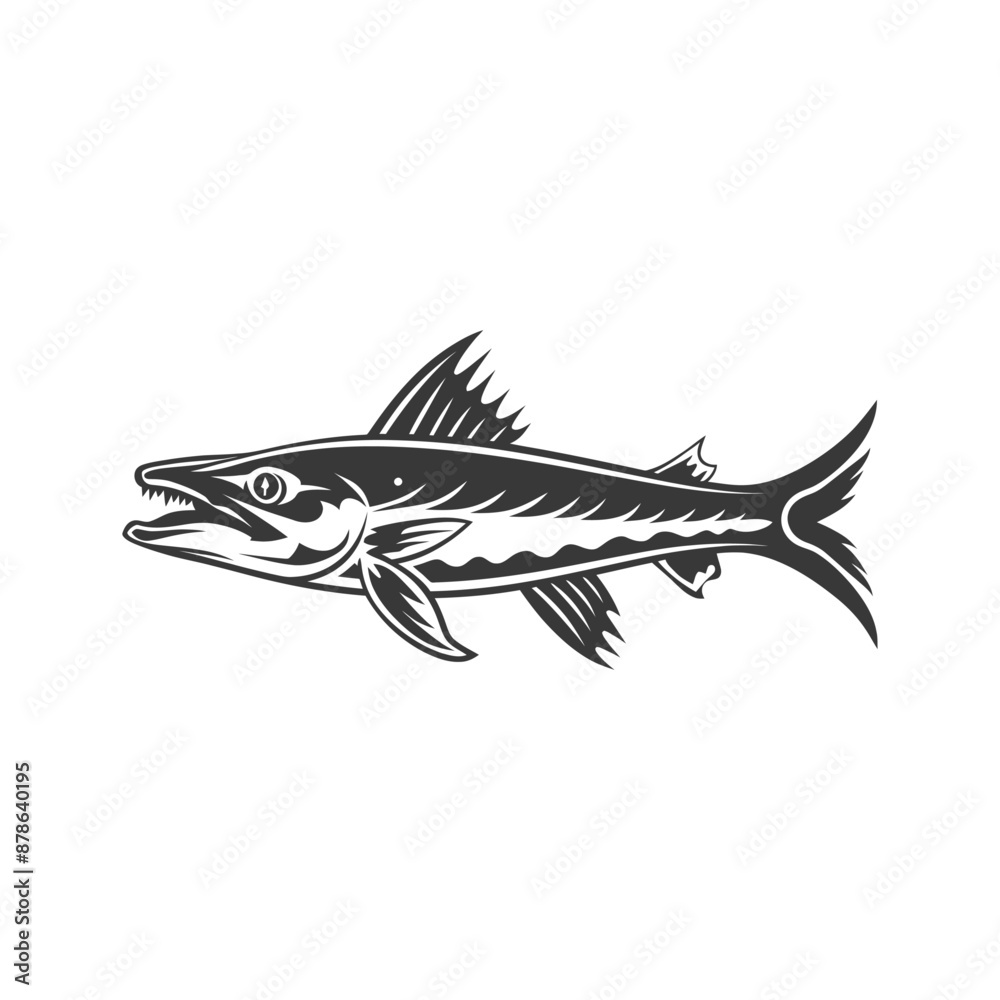 minimalist logo or symbol barracuda fish animal black color only minimalist logo or symbol barracuda fish animal black color only