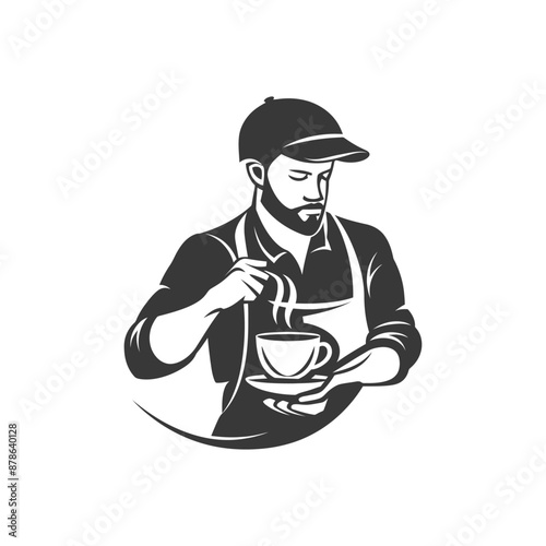 minimalist logo or symbol barista black color only