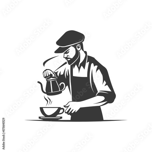 minimalist logo or symbol barista black color only