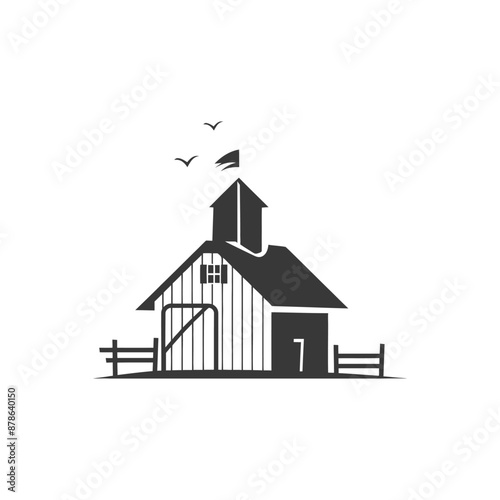 minimalist logo or symbol barn black color only