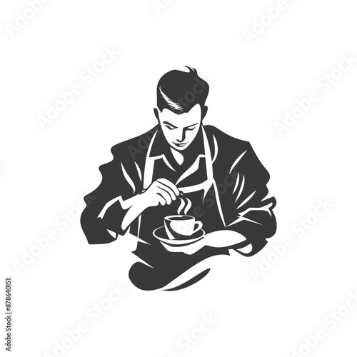 minimalist logo or symbol barista black color only