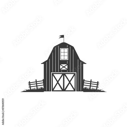 minimalist logo or symbol barn black color only