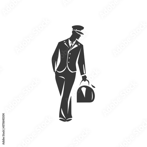 minimalist logo or symbol bellboy hotel black color only