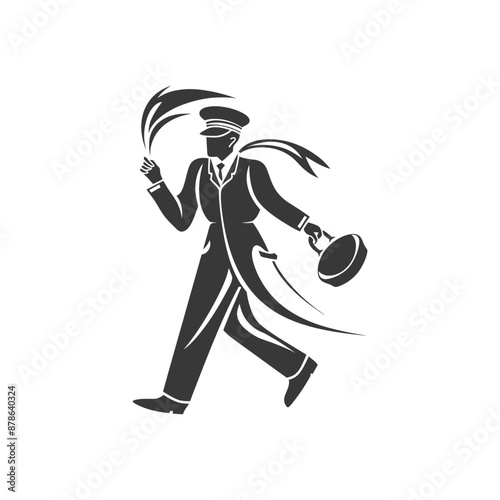 minimalist logo or symbol bellboy hotel black color only