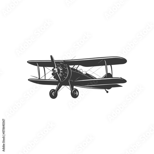 minimalist logo or symbol biplane aircraft black color only