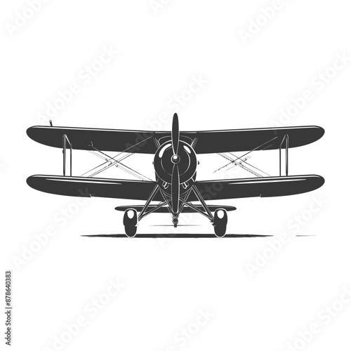 minimalist logo or symbol biplane aircraft black color only