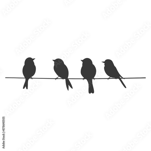 minimalist logo or symbol birds on wire black color only