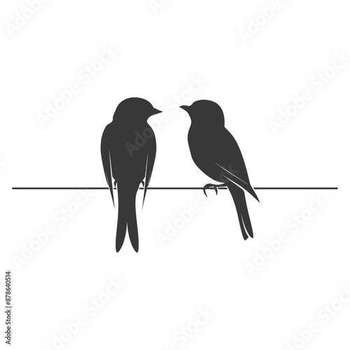 minimalist logo or symbol birds on wire black color only