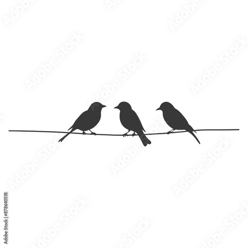 minimalist logo or symbol birds on wire black color only