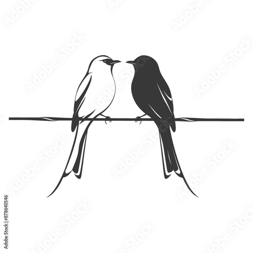 minimalist logo or symbol birds on wire black color only