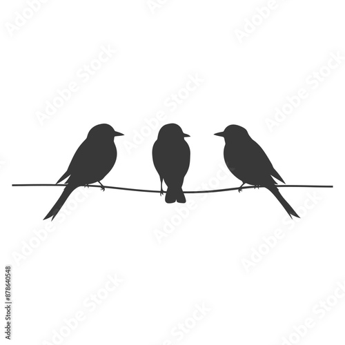 minimalist logo or symbol birds on wire black color only