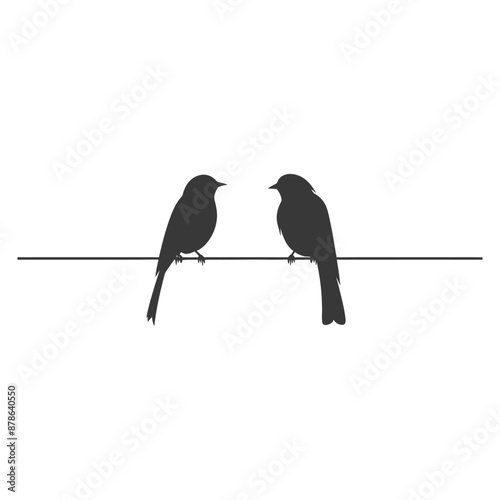 minimalist logo or symbol birds on wire black color only