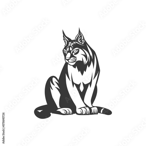 minimalist logo or symbol bobcat animal black color only