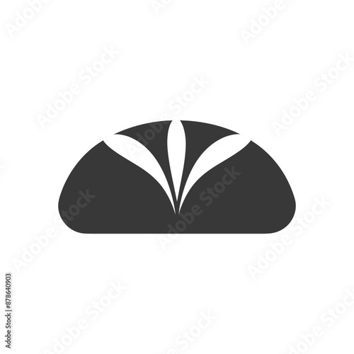 Stylized Bakery Icon: Semicircle Bread with Floral Crest