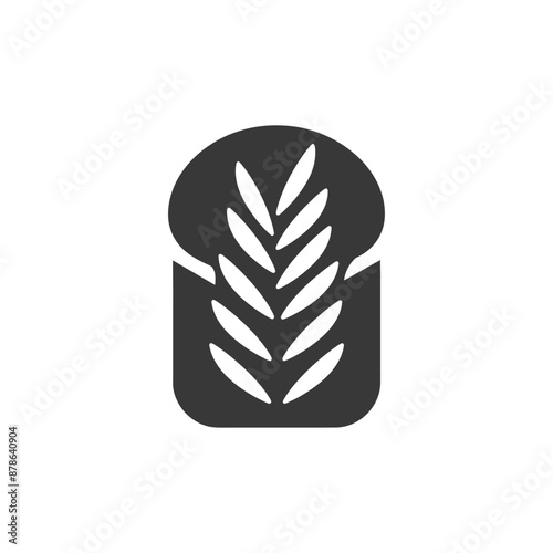 Wheat-Branded Bread Slice Icon: Simple Gray Silhouette