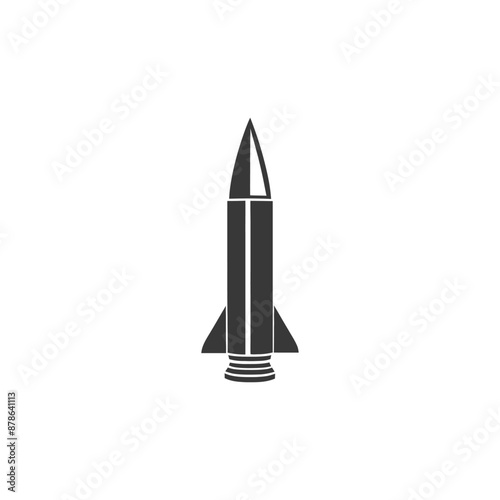 Monochromatic Missile Icon: Sleek, Minimalist Rocket Design
