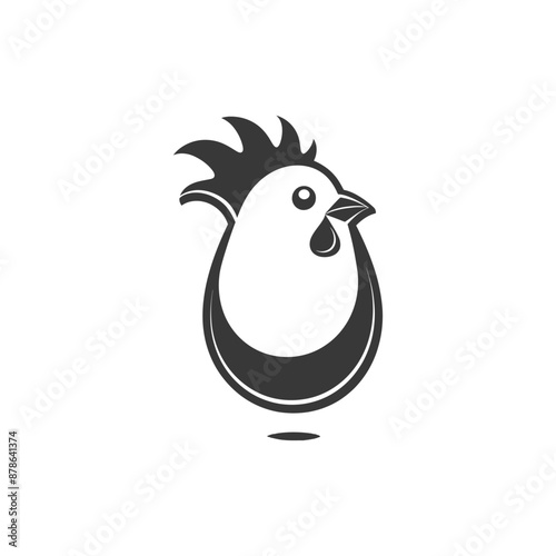 minimalist logo or symbol chicken black color only