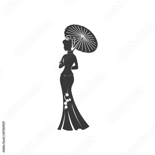 minimalist logo or symbol chinese women black color only