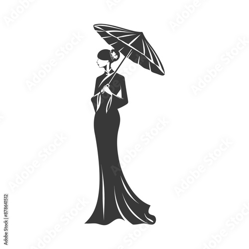 minimalist logo or symbol chinese women black color only