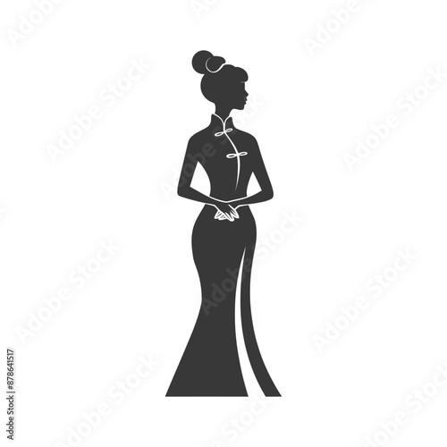 minimalist logo or symbol chinese women black color only