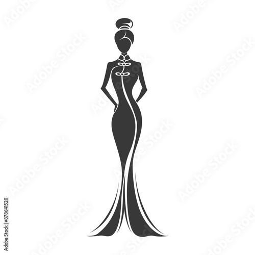 minimalist logo or symbol chinese women black color only