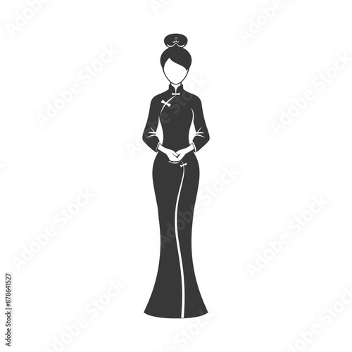 minimalist logo or symbol chinese women black color only