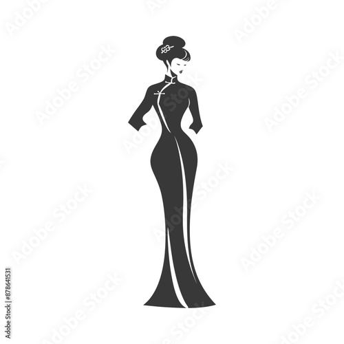 minimalist logo or symbol chinese women black color only
