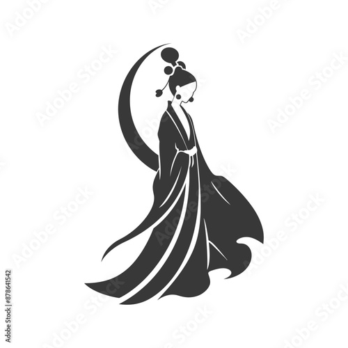 minimalist logo or symbol chinese women black color only