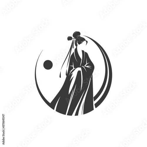minimalist logo or symbol chinese women black color only
