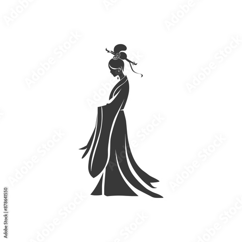minimalist logo or symbol chinese women black color only